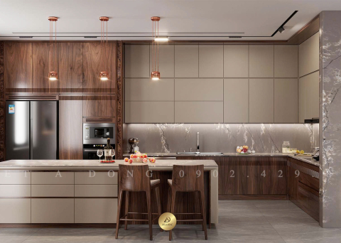 Tủ bếp gỗ óc chó TB -23