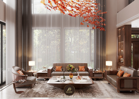 Sofa gỗ óc chó DIAMOND SF - 02