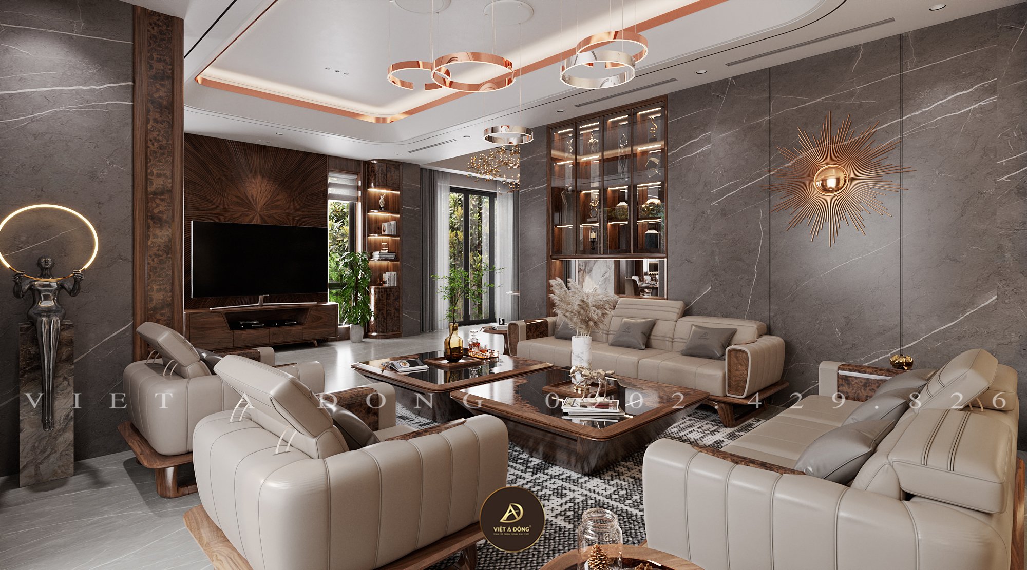 Mẫu sofa gỗ óc chó sang trọng