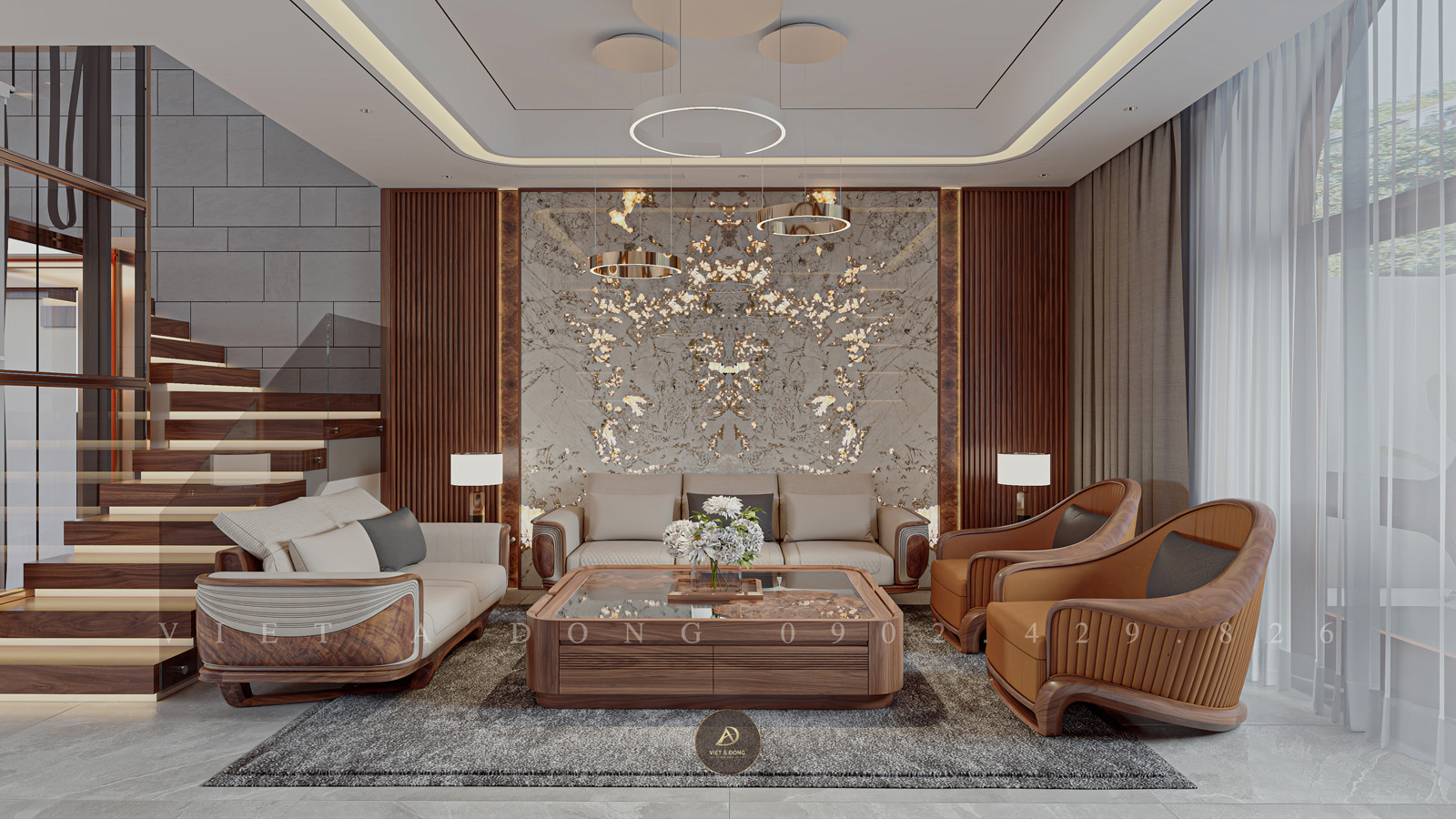 Mẫu Sofa gỗ óc chó phong cách Sang Trọng