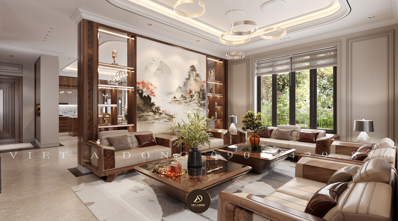 Mẫu sofa gỗ óc chó sang trọng